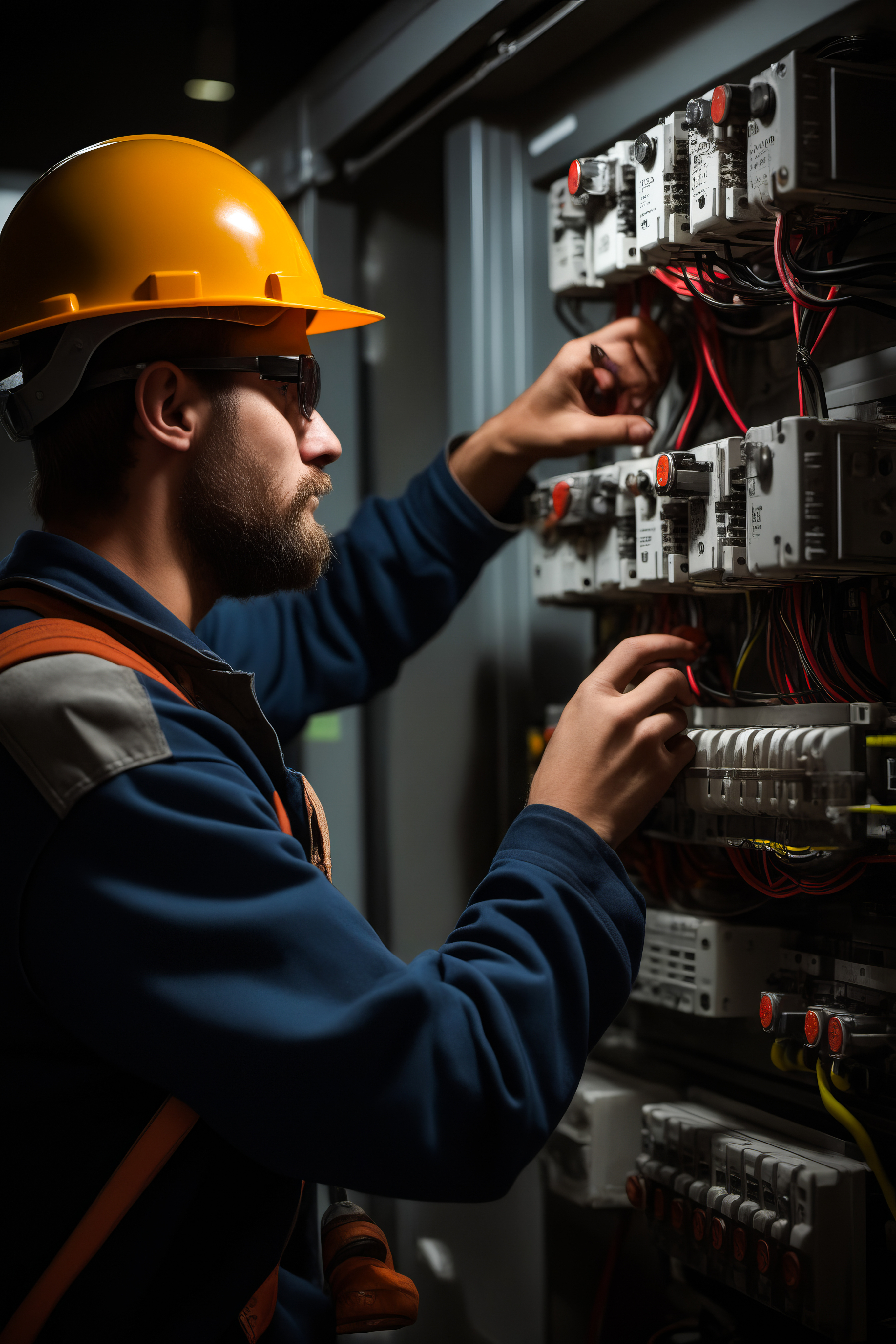 Elektricien aan het werk aan een schakelkast